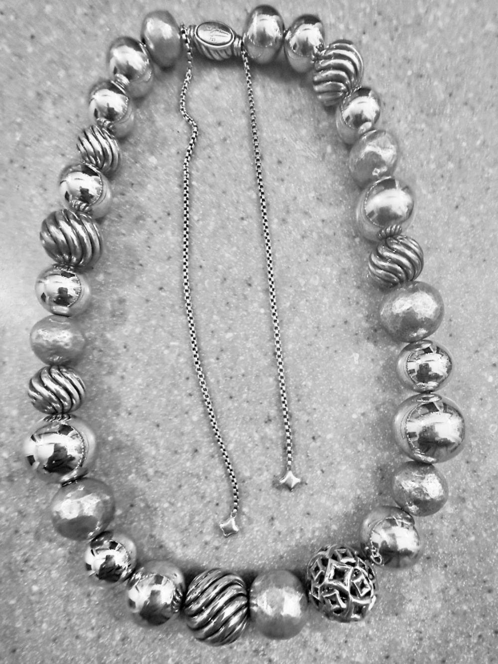 Rare David Yurman Sterling Silver Elements Bead Adjustable Necklace
